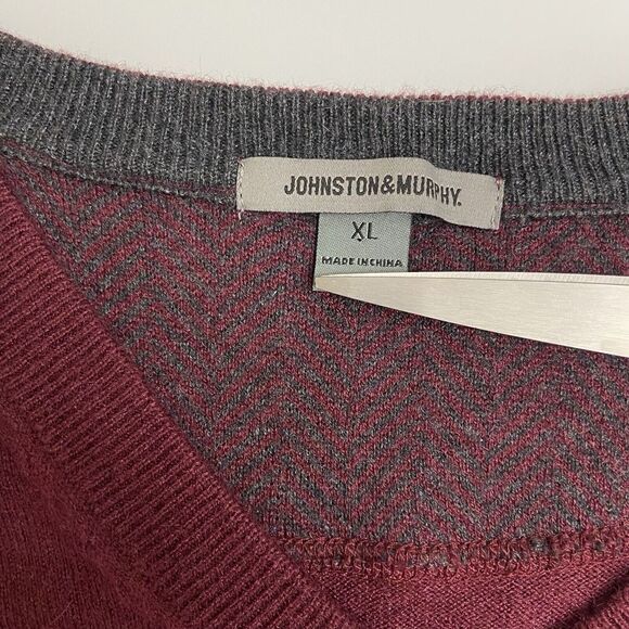 Johnston and Murphy Mens V Neck Silk Blend Sweater Size XL Maroon Pullover - Picture 4 of 7